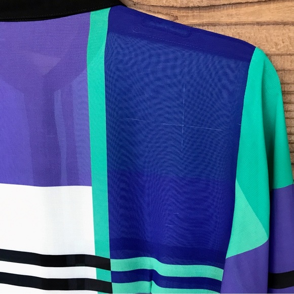 SOLO Moda Sheer Color Block Long Sleeve Button Down Blouse Size 6 - Picture 11 of 13